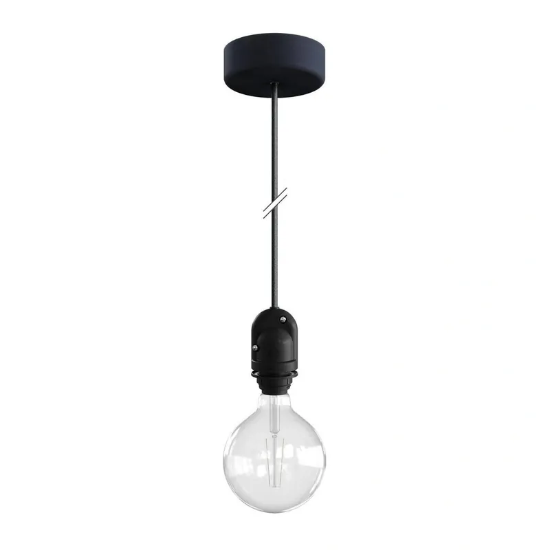 EIVA Zewnętrzna lampa wisząca do klosza z 1,5 mm kablem w oplocie, podsufitką i z silikonową oprawką IP65 waterproof Creative cables BPDECLF3-PDENE15SM04 - Klienci polecają