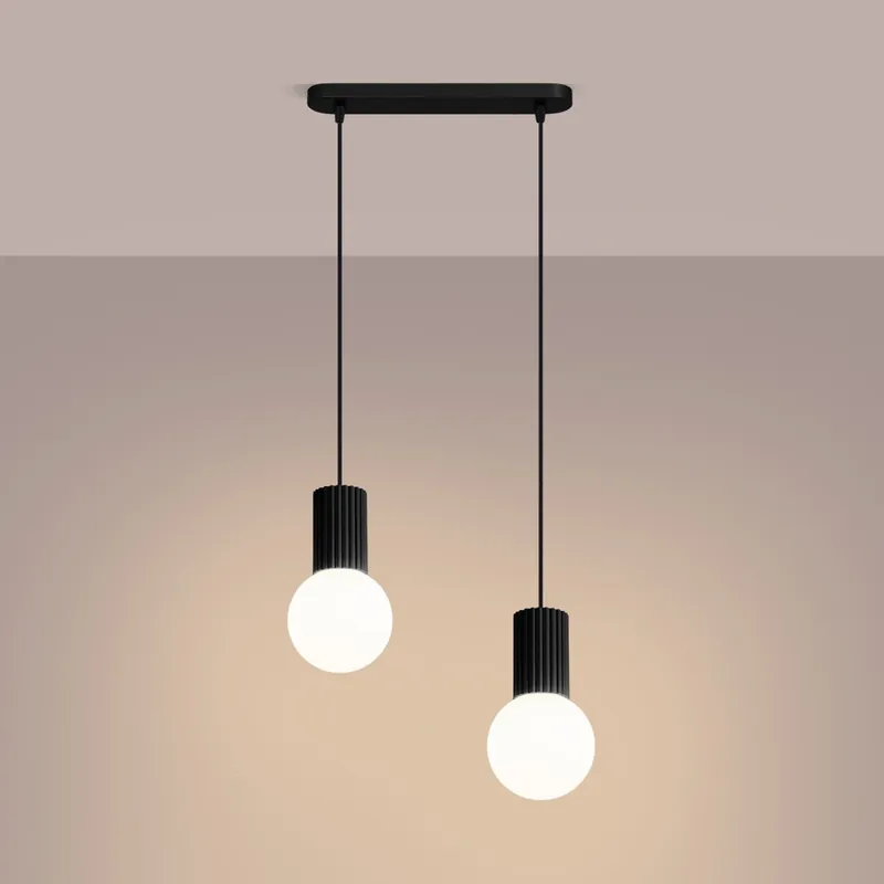 SOLLUX SL.1982 lampa wisząca HALO 2L czarna | Hit sprzedaży