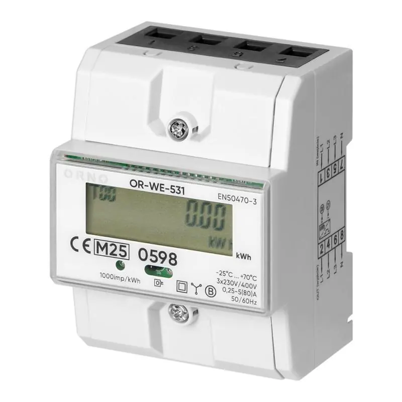 3-fazowy licznik energii elektrycznej, 80A, MID OR-WE-531 | Outlet