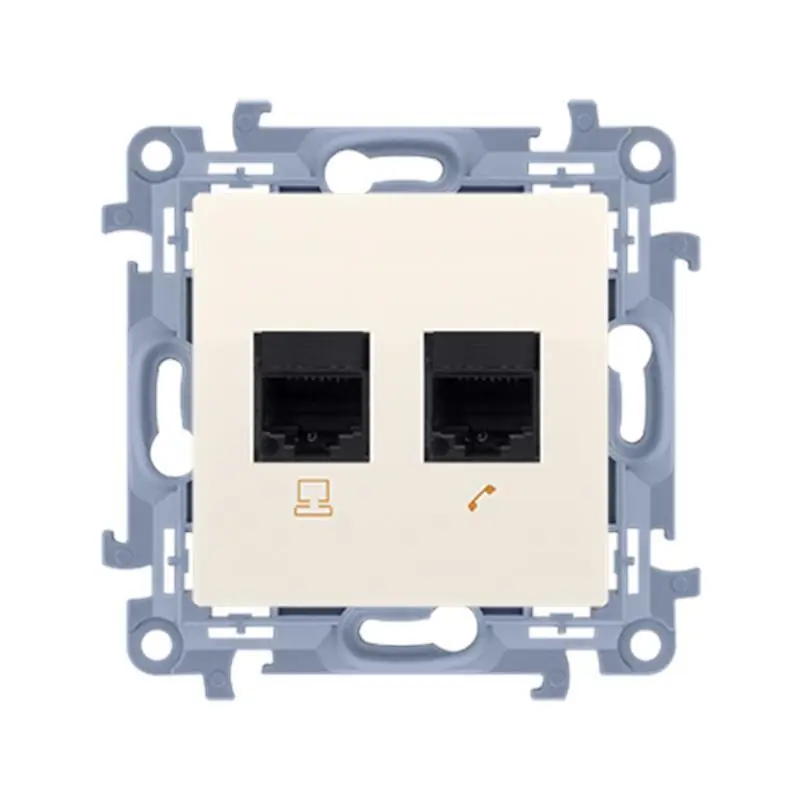 Simon 10 kremowy - gniazdo telefoniczne x2 CT2.01/41 - Końcówka serii
