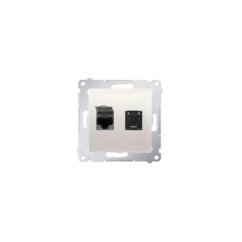Bezpieczna płatność - Simon 54 Premium kremowy - gniazdo komputerowe RJ45 podwójne ekranowane D62E.01/41