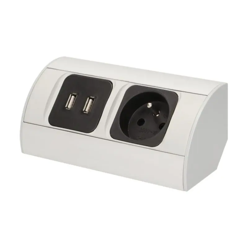 Gniazdo meblowe podszafkowe 230V + 2xUSB - OR-AE-1310 | Okazja