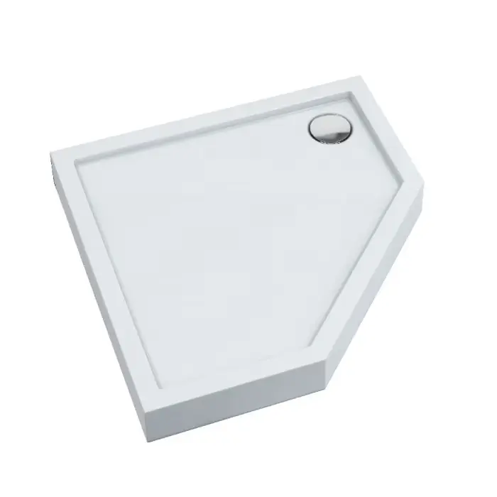 Brodzik akrylowy zintegrowany z nośnikiem stabilsound plus® oraz obudową akrylową przeciągniętą do podłogi cameron 80x80x12 cm, pięciokątny 3ST.C1PK-8080 | Zamów teraz