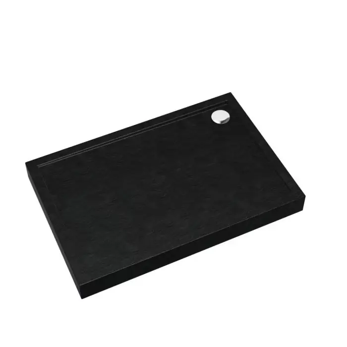 Hit | Brodzik akrylowy zintegrowany z nośnikiem stabilsound plus® oraz obudową akrylową przeciągniętą do podłogi cameron black stone 90x100x12 cm, prostokątny 3ST.C1P-90100/C/ST