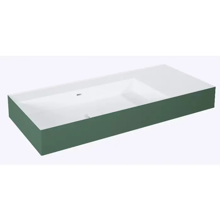 Bardzo popularny produkt | Umywalka level 100 lewa ścienna, solid-surface bicolor white matt/ forest green matt RE041461226200