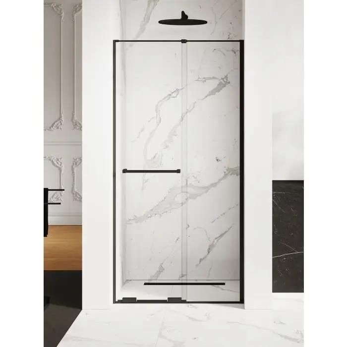 Outlet | Drzwi wnękowe smart black 1d u 100x200 szkło czyste 8mm active shield 2.0 - wieszak EXK-6630