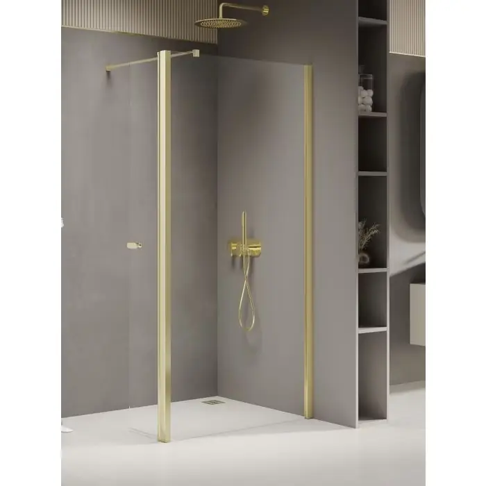 Bardzo popularny produkt | Nz2 kabina prysznicowa new soleo light gold walk-in u 100x195 szkło czyste 6mm active shield K-1969