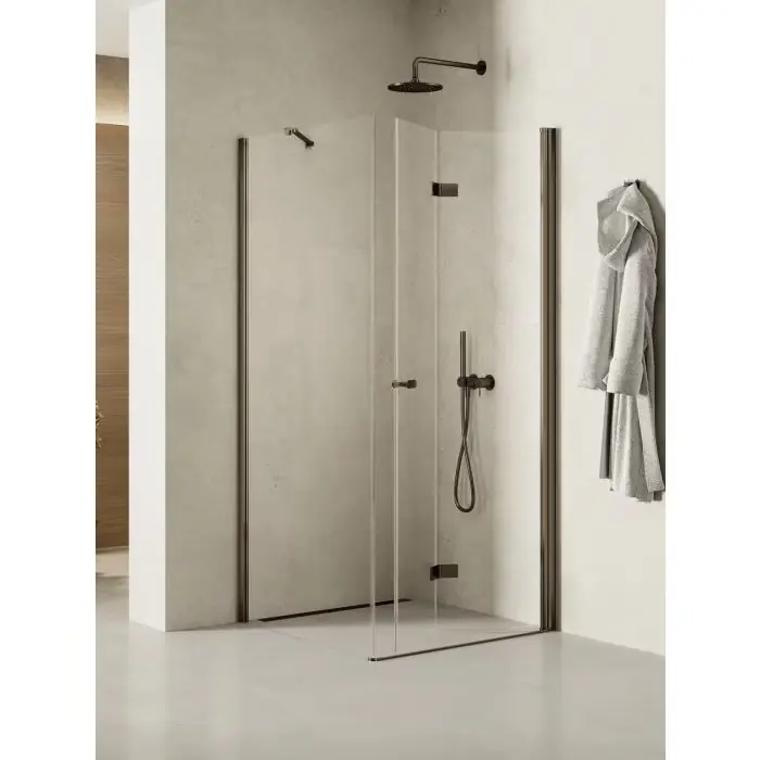 Bestseller - Kabina prysznicowa new soleo gunmetal brushed 1d prostokątna p 90x100x195 szkło czyste 6mm active shield - składane K-2232