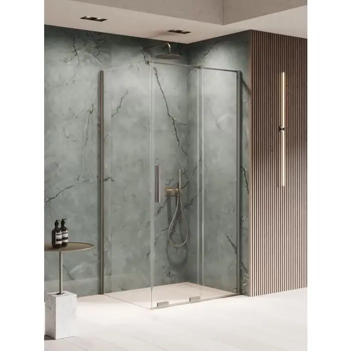 Kabina prysznicowa smart gunmetal brushed 1d prostokątna u 100x80x200 szkło czyste 8mm active shield 2.0 EXK-7839 - Nowość w sklepie