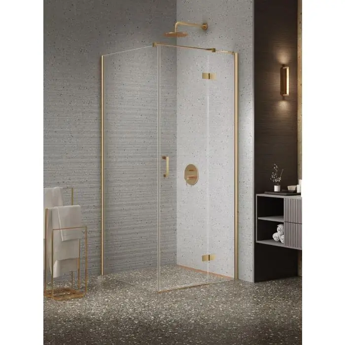 Kabina nesta gold brushed 1d prostokątna l 80x70x200 czyste 6mm active shield 2.0 K-4400 - Oferta specjalna