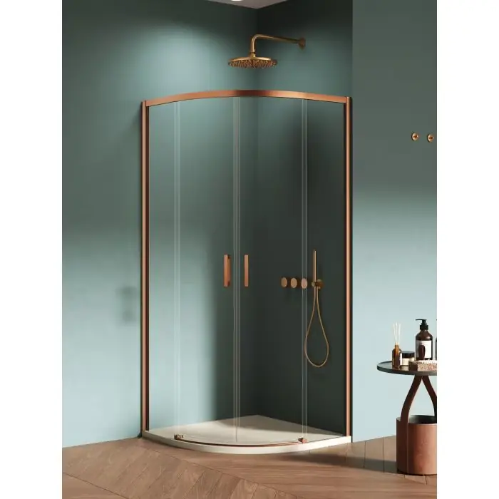 Ostatnie dni - Kabina prysznicowa prime copper brushed 2d półokrągła r55 80x80x200 szkło czyste 6mm active shield 2.0 K-3590