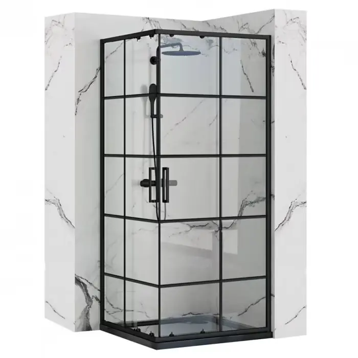 Concept black kabina bez brodzika 80x80x190 szkło transparent REA-K5479 | Produkt wysokiej jakości