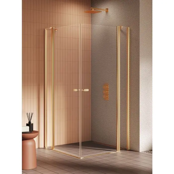 Bardzo popularny produkt - Kabina prysznicowa new soleo gold brushed 2d prostokątna u 120x120x195 szkło czyste 6mm active shield 2.0 - z el. stałym K-4248
