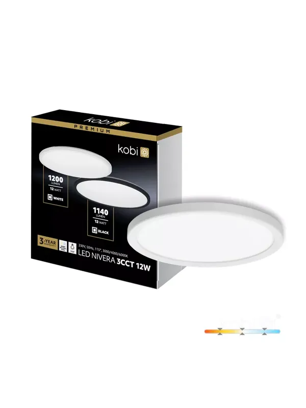 Ekspresowa dostawa | Plafon LED sufitowy NIVERA CIRCLE 12W 3CCT IP54 biały Kobi Premium 004086