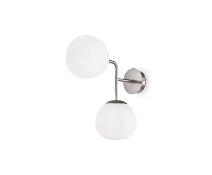 Spiesz się | Lampa ścienna niklowany, biała kula Erich Maytoni MOD221-WL-02-N