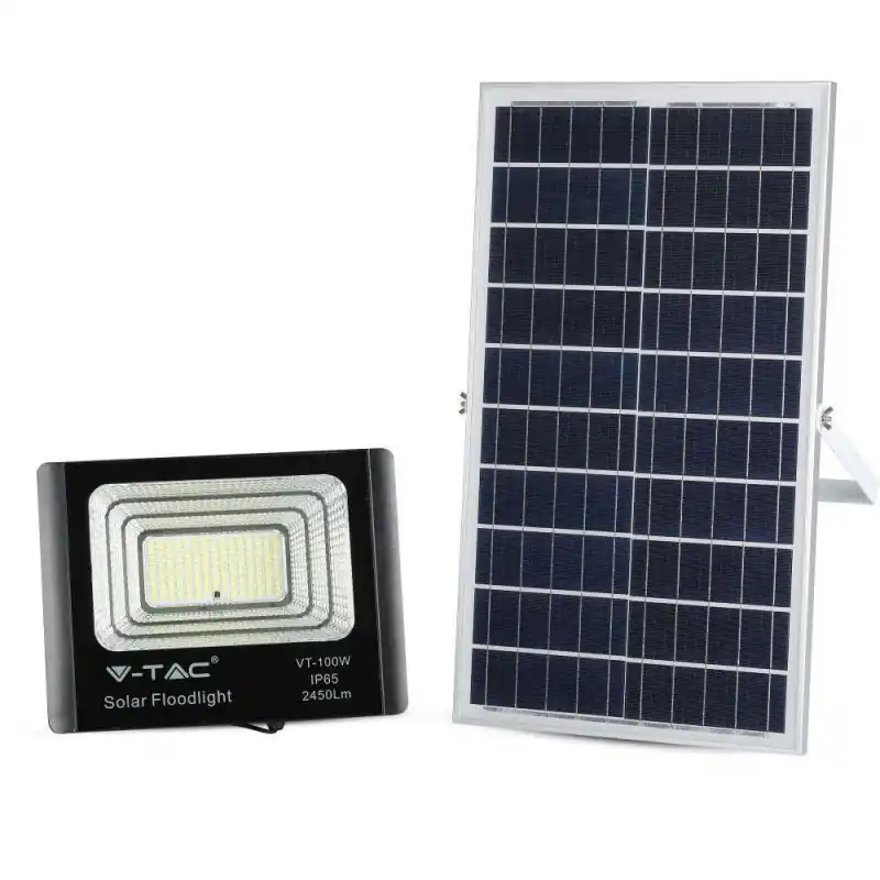 Sprawdź teraz - Naświetlacz LED solarny V-TAC 35W czarny IP65 pilot timer VT-100W 6000K 2450lm