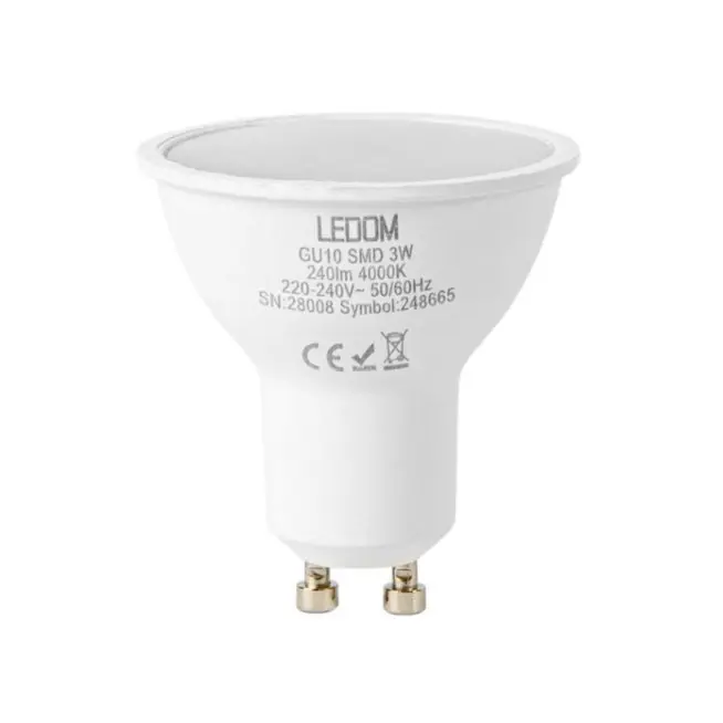 Produkt polecany - Żarówka LED GU10 220-240V 3W 240lm 4000K biała dzienna