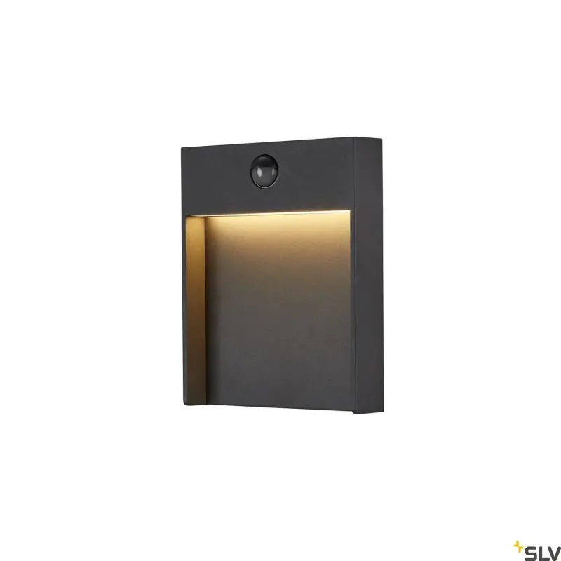 FLATT SENSOR lampa ścienna zewnętrzna SLV, LED, antracytowy, 3000K, IP54, z czujnikiem ruchu | Nowość w sklepie